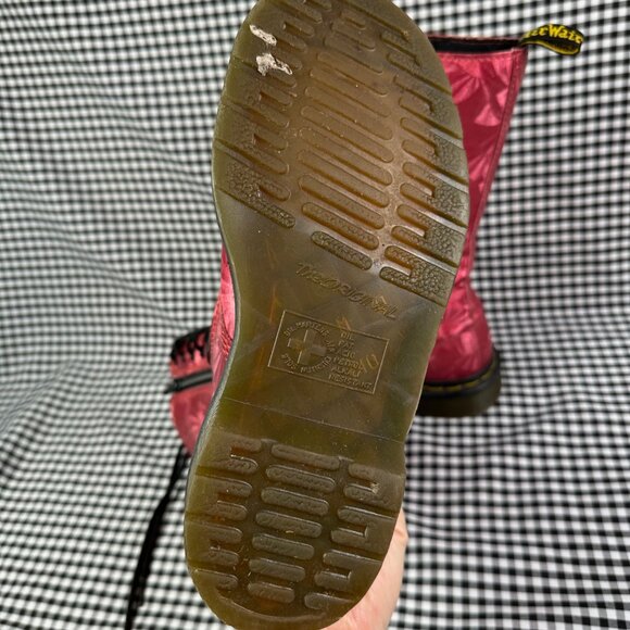 Dr Martens Vtg 14 Eye Jewel Pink Red Holographic Double Zipper Combat Boots US 5 - Picture 4 of 6